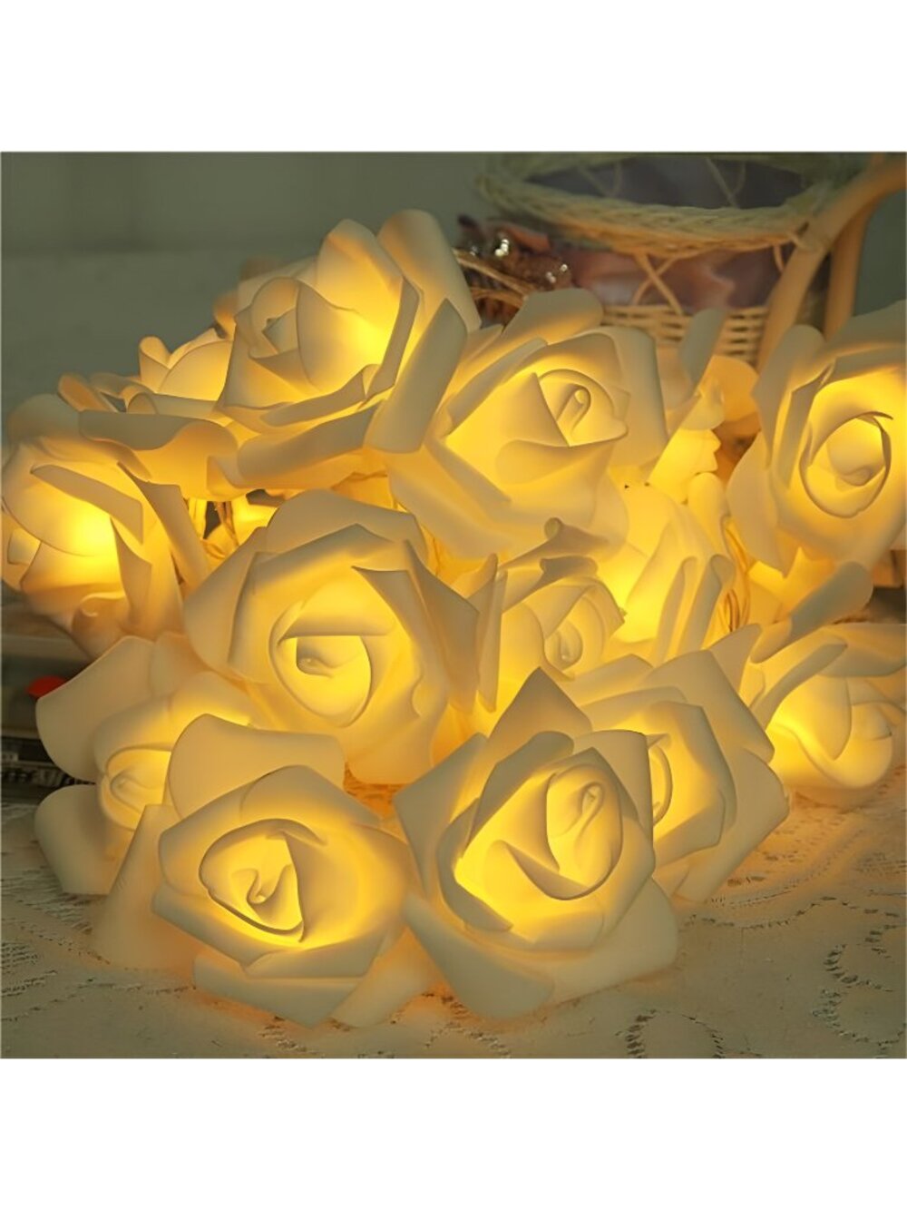 LED Rose Flower String Lights, 9.8ft 20 LED Artificial Flower Garland Lights